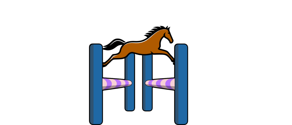 Second step illustrated by horse jumping over fence drawing